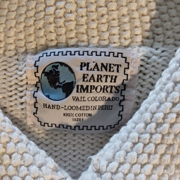 Planet Earth Hand-Loomed in Peru Sweater Cotton Used - Picture 3 of 3